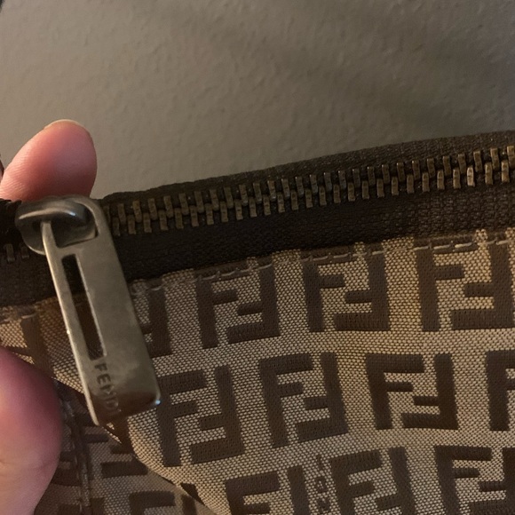 Authentic Fendi Zucca Brown and Tan Geometric Shoulder mini Bag - Picture 4 of 7